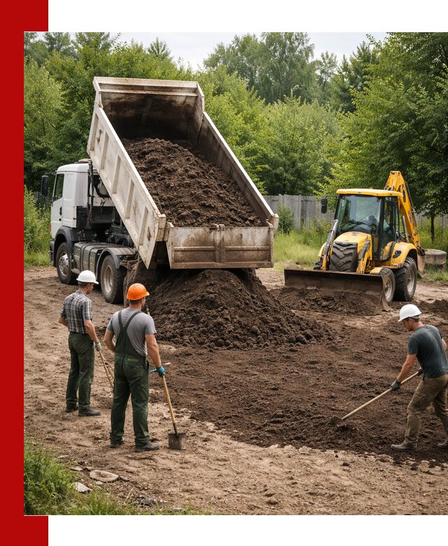 Доставка и укладка грунта для выравнивания участка в Борзе