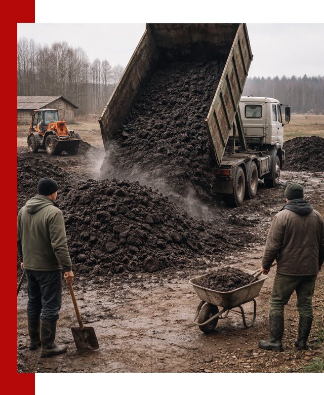 Доставка низинного торфа с разгрузкой и доставкой в Борзе