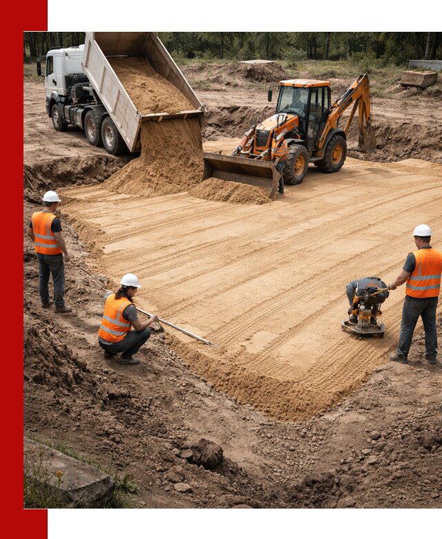 Устройство песчаной подушки для фундаментов и дорог в Борзе